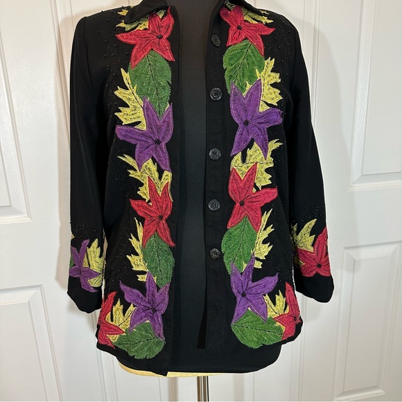 Anage embroidered vintage leaf jacket size small - Picture 14 of 14